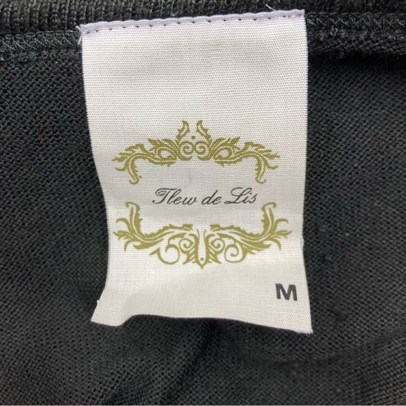 Fleur de Lis Sweater Top Size M Fall Colors Abstract Rainy Day Trees Tunic Lace - Picture 8 of 11